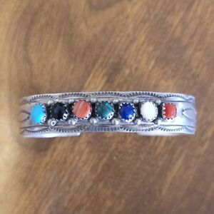 Stone Sampling Vintage Native American Navajo Turquoise Coral Sterling Silver